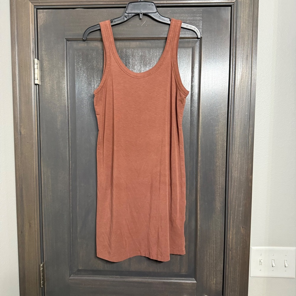 Lululemon Womens Sleeveless Scoop Neck Tank Dress Terracotta Burnt Orange 34.5in